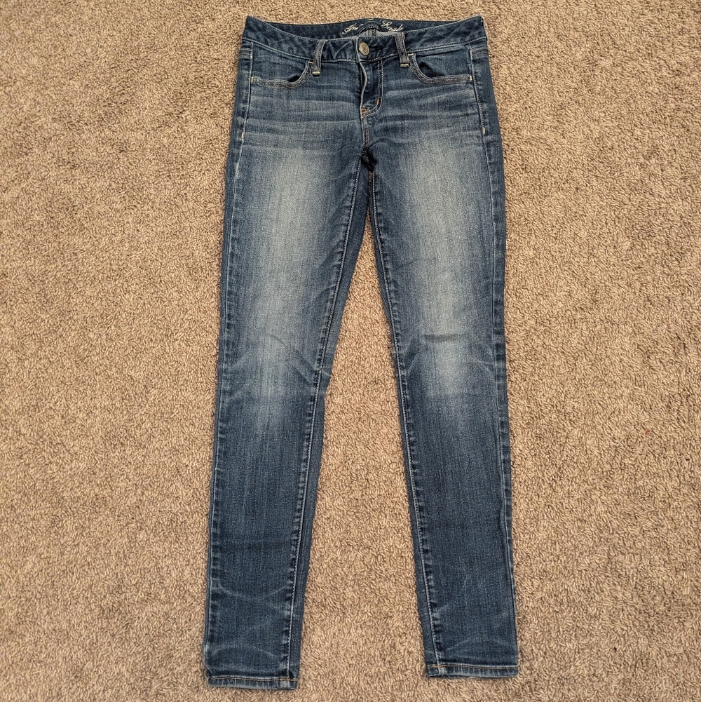 American Eagle Outfitters women's blue denim jean jeggings stretch skinny jeans